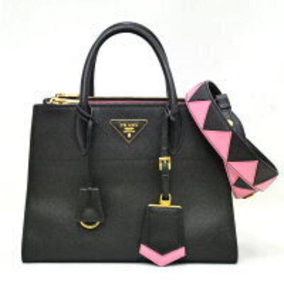 Prada Handbags - Prada Paradi Bag Handbag Shoulder Black Pink Nero Black BEGONIA Saffiano